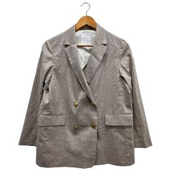 22SS 美品 ノーブル リネンダブルブレストジャケット ベージュ S