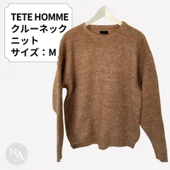 新品 TETE HOMME テットオム 畦編みクルーネックニット M ベージュのサムネイル