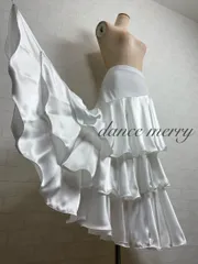 ＊★送料無料★新品　社交ダンス　スカート　白　サテン　豪華　パーティ　スタンダード　ワルツ　クイック　タンゴ　ステージ　衣装　4817
