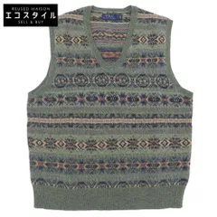 POLO RALPH LAUREN　ポロ ラルフローレン　美品 総柄 フェアアイル ニットベスト トップス メンズ グリーン L 710716695001　Lのサムネイル