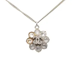 シャネル ココマーク フラワー 花 チェーン ペンダント ネックレス B16V シルバー メタル ラインストーン レディース CHANEL【1-0268644】