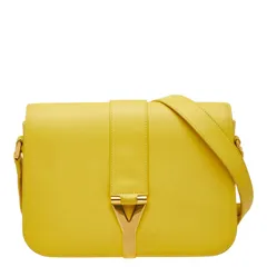 サンローラン Yライン 斜め掛け ショルダーバッグ イエロー レザー レディース SAINT LAURENT【1-0268687】