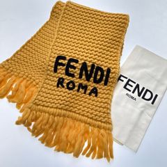 ☆美品☆フェンディ ウールリブマフラー ロゴ 刺繍 エンブロイダリー
