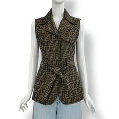 FENDI フェンディ ズッカ柄 ジップベスト＆パンツ ロゴ金具