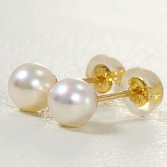 K18PG 天然 AKOYA アコヤ パール ピアス P7mm 1.3g 新品 - メルカリ