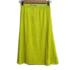 PLEATS PLEASE(プリーツプリーズ) スカート サイズ2 M レディース美品  - グリーン×イエロー ひざ丈/ウエストゴム/チェック柄のサムネイル