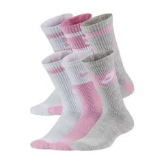 ナイキ 靴下 6足組 子ども用 21-25cm NIKE エブリデイ キッズ クッションド クルー ソックス 6足セット ジュニア キッズソックス 子供 スポーツソックス ピンク ホワイト グレー ロゴ  クルー丈 くつ下 スポーティ  /CK7302-905