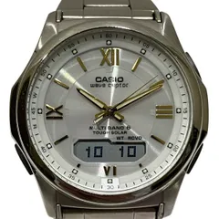 カシオ CASIO ウェーブセプター 腕時計 総重量約91g SS 電波ソーラー ホワイト文字盤 WVA-M630 メンズ