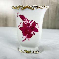 HEREND ヘレンド アポニーピンク フラワーベース 花瓶 金彩 ハンドペイント ハンガリー製のサムネイル