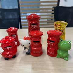 金色 ハローキティー ポスト貯金箱 郵便局 大きさ色々6点セットまとめ