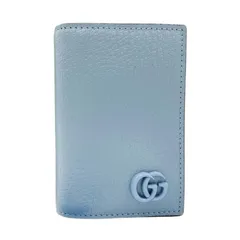 GUCCI グッチ カードケース GGマーモント 700707 ライトブルー系 レザー ユニセックス 美品