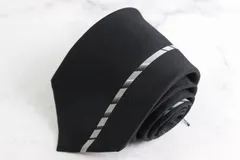 コムサデモードメン ネクタイ ブランドパネル柄バーチカルストライプシルク日本製未使用タグ付 PO メンズ ブラック COMME CA DU MODEのサムネイル