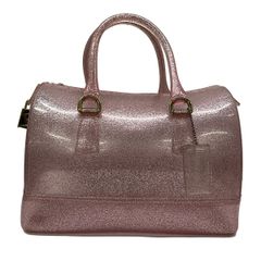 希少色 FURLA シルバーメタリック ラメ キャンディバック チャーム 