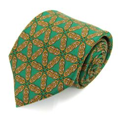 美品・HERMES・紺色・フランス製・シルク100%シェーヌダンクル柄