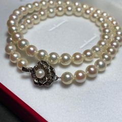 ワタナベ宝飾 ロング パールネックレス SILVER刻印 約7mm 冠婚葬祭 