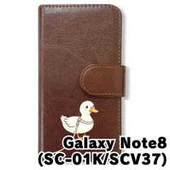 【新品未使用】 SC-01K/SCV37 Galaxy Note8 手帳型スマホ ケース (色：ブラウン×コールダック) アヒル コールダック 散歩 キャラクター かわいい flip2-sc01k-br-509