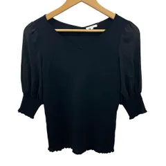 TO BE CHIC(トゥービーシック) 半袖セーター サイズ2 M レディース美品  - 黒 Vネック/シースルー/フリルのサムネイル