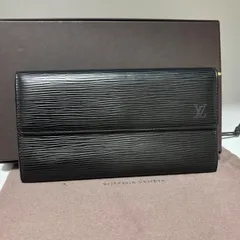d32 ポルトモネ クレディ　ポルトフォイユ サラ　旧型　Louis Vuitton ルイ ヴィトン 　2つ 折り　二つ折り　フラップ ボタン 式　長 財布　ウォレット　エピ　ブラック