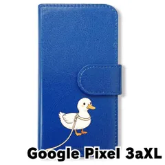 【新品未使用】 Google Pixel 3a XL 手帳型スマホ ケース (色：ダークブルー×コールダック) アヒル コールダック 散歩 キャラクター かわいい flip2-pixel3axl-dbl-509