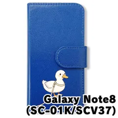 【新品未使用】 SC-01K/SCV37 Galaxy Note8 手帳型スマホ ケース (色：ダークブルー×コールダック) アヒル コールダック 散歩 キャラクター かわいい flip2-sc01k-dbl-509