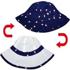 オールドネイビー OLD NAVY ママさん用紺水玉&オフホワイトリバーシブルサンハット ママさん用日焼け防止ハット 帽子 ハットのサムネイル
