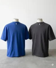 無地 Tシャツ 半袖 ブルー/チャコール L XL