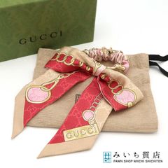 未使用級✨GUCCI グッチ シュシュ セット リボン GG柄 ピンク シルク