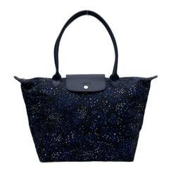 極美品✨️ LONGCHAMP トートバッグ ネイビー 花柄 ブルー M A4 - メルカリ