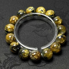 極上美品★【80A太陽花タイチンルチル】★黄金針水晶ブレスレット 天然石 金運 14.8-15.6mm ZZ2121