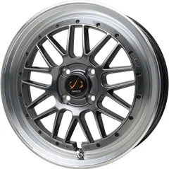 ★王道ドレスアップ★15インチ5.5J+43 4H100 シュティッヒ メッシュ RM ハイパーシルバー/リムポリッシュ 新品ホイール1台分 アルト スペーシア ハスラー ワゴンR ウェイク エッセ キャスト タフト タント ミラ ムーヴ N-BOX 軽トラのサムネイル