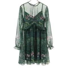 TED BAKER テッドベーカー 総柄 長袖 シフォン ミニワンピース 1 グリーン系 レディース 古着のサムネイル