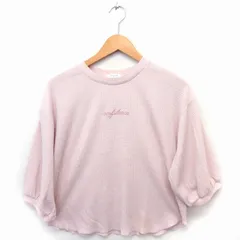 コルザ COLZA Tシャツ カットソー ワッフル生地 刺繍 丸首 七分袖 綿混 M ピンク /FT7のサムネイル