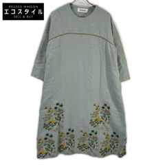 muuc 무크 muc603 <원주 직물 린넨 울 직물> 라이트 블루 후쿠시아 꽃 자수 원피스 드레스 2