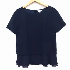 エムズセレクト m’s select カットソー ブラウス ペプラム 切替シフォン 無地 シンプル 半袖 丸首 38 ネイビー 紺 /HT16のサムネイル