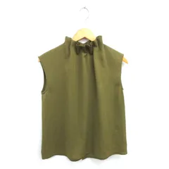 N.Natural Beauty Basic N.ナチュラルビューティーベーシック シャツ ブラウス フリルネック 背中ボタン ノースリーブ M カーキ 緑 /TTのサムネイル