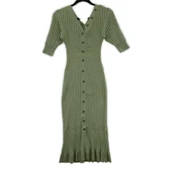snidel スナイデル Vネック リブニットワンピース sizeONE SIZE/ライトグリーン