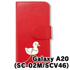 【新品未使用】 SC-02M/SCV46/Galaxy A20 手帳型スマホ ケース (色：レッド×コールダック) アヒル コールダック 散歩 キャラクター かわいい flip2-sc02m-rd-509