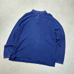 ナス紺 90s USA製 llbean ワッフル サーマル ポロシャツ Tシャツ 