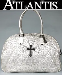 【在庫処分大セール！】 CHROME HEARTS 新宿店 クロムハーツ ジムバッグ ミディアム フルセメタリークロス パッチ ラージクロス レザー SV925 シルバー 30087のサムネイル