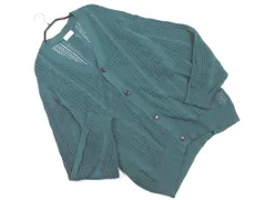 JUNRed ジュンレッド 透かし編み ニット カーディガン sizeS/緑 ■◇ メンズのサムネイル