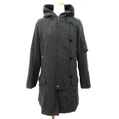 シュカ Shuca コート ロング フード ウール混 M グレー aan0205のサムネイル