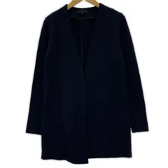 iCB アイシービー ウール ノーカラー袖切替ライトジャケット sizeS/ネイビーのサムネイル