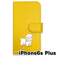 【新品未使用】 iPhone6 Plus/6s Plus 手帳型スマホ ケース (色：イエロー×ひつじ)ひつじ 散歩 ヒツジ 羊 キャラクター おしゃれ かわいい flip2-iphone6splus-ye-508