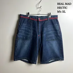 REAL MAD HECTIC 00s archive red paint half jeans XL リアルマッドへクティク 初期 ペンキ ハーフパンツ デニム アーカイブ ストリート レアのサムネイル