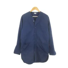 スティーブンアラン Steven Alan シャツコート ロングワークコート L 青 ブルー ノーカラー 長袖 ポケット付き /CK10 ■GY03のサムネイル