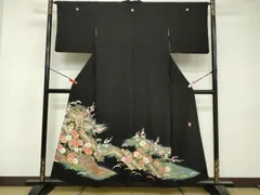 平和屋着物■豪華黒留袖　作家物　駒刺繍　御所車花松文　暈し染め　金彩　正絹　逸品　DABF0198eaのサムネイル