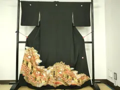 平和屋着物■豪華黒留袖　作家物　駒刺繍　吉祥花文　暈し染め　金彩　正絹　逸品　DABF6935qp