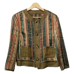 ETRO(エトロ) ジャケット サイズ44 L レディース美品  - カーキ×ピンク×マルチ 長袖/ストライプ/春/秋のサムネイル