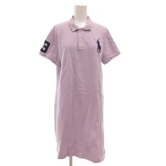 ポロ バイ ラルフローレン Polo by Ralph Lauren ポロシャツワンピース 半袖 ひざ丈 鹿の子 ビックポニー刺繍 L 紫 パープル /GV ■GY18