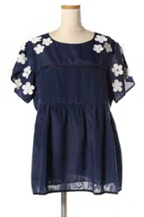 チェスティ Chesty 18SS カットソー 半袖 フラワーモチーフ 1 青 ブルー /tk0516 ■PNのサムネイル